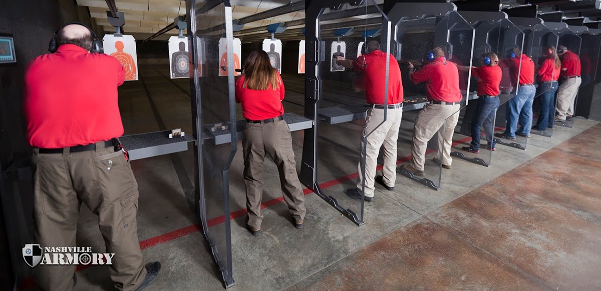 Nashville Armory behind shooters in range bays
