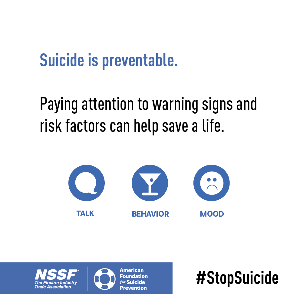 Suicide is Preventable. Paying attention to warning signs and risk factors can help save a life
