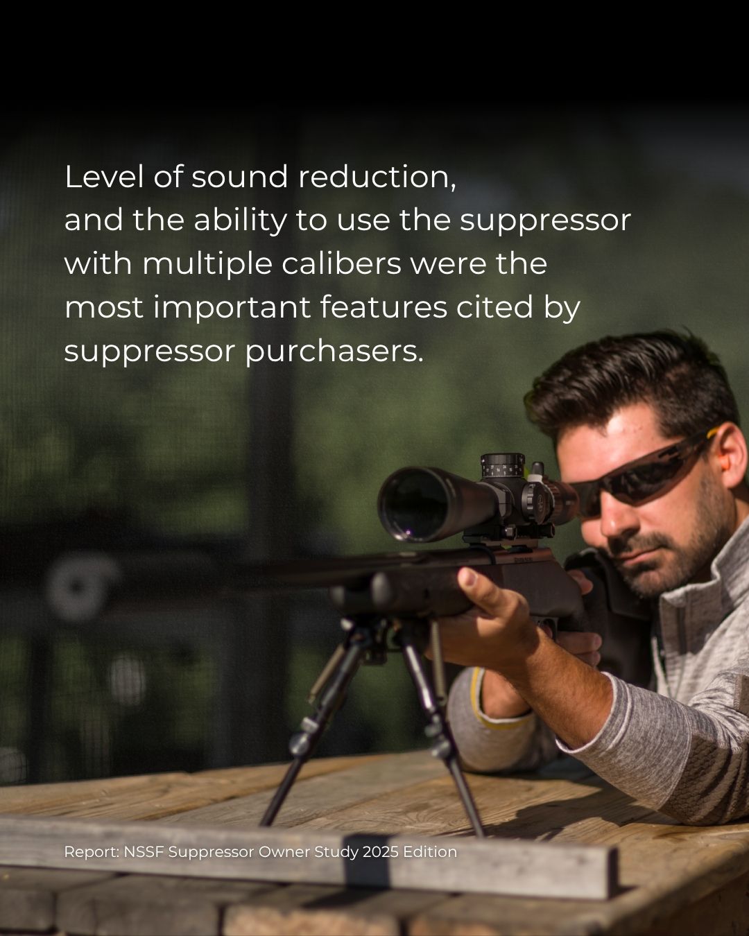 Level+of+sound+reduction,+and+the+ability+to+use+the+suppressor+with+multiple+calibers+were+the+most+important+features+cited+by+suppressor+purchasers.